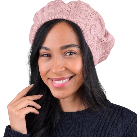 Accessories - Pink Soft Beanie, Chic, and Lightweight Crochet Knitted Style Beani…